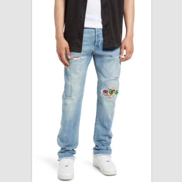 BILLIONAIRE BOYS CLUB Men's Co-Pilot Rip & Repair Straight Leg Jeans Sz 30 NWT - Picture 2 of 7